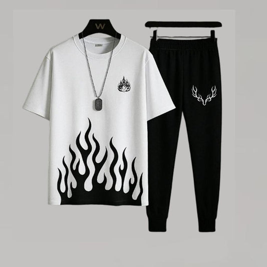 Men's Printed Polyester Track Suit - 2 Pcs
