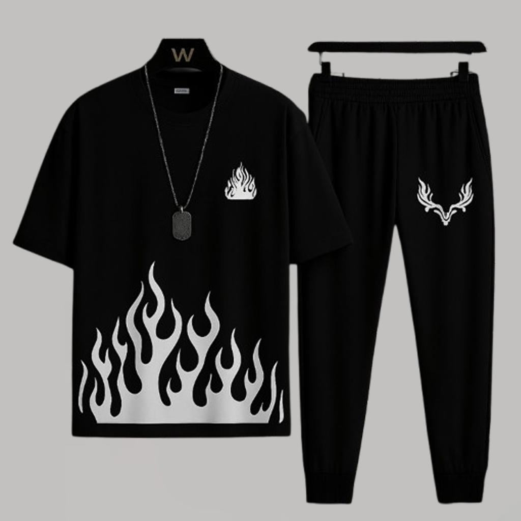 Men's Printed Polyester Track Suit - 2 Pcs Set