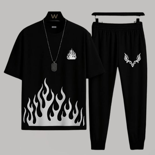 Men's Printed Polyester Track Suit - 2 Pcs Set
