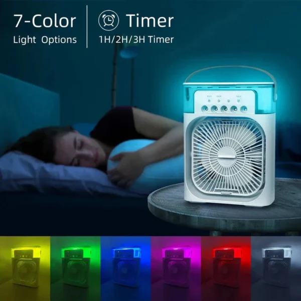 Portable Air Conditioner Fan | 10 Inch Big Size | Usb Electric Fan With Led Night Light, Fine Mist Water | Air Conditioner Fan Personal Cooler Desk Fan (random Color)